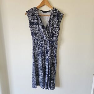 Land's end navy and white bandana print dress